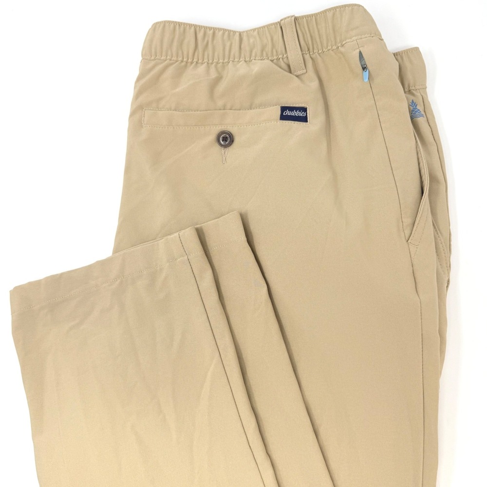Chubbies Mens XXL Performance Chino Pants Khaki Tan Elastic Waist Stretch Golf